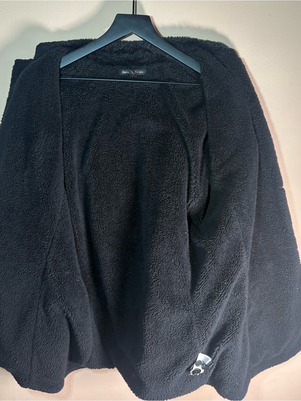 John Varvatos USA Black Sherpa Lined Waffle Knit Sweater Jacket Large - Picture 5 of 9